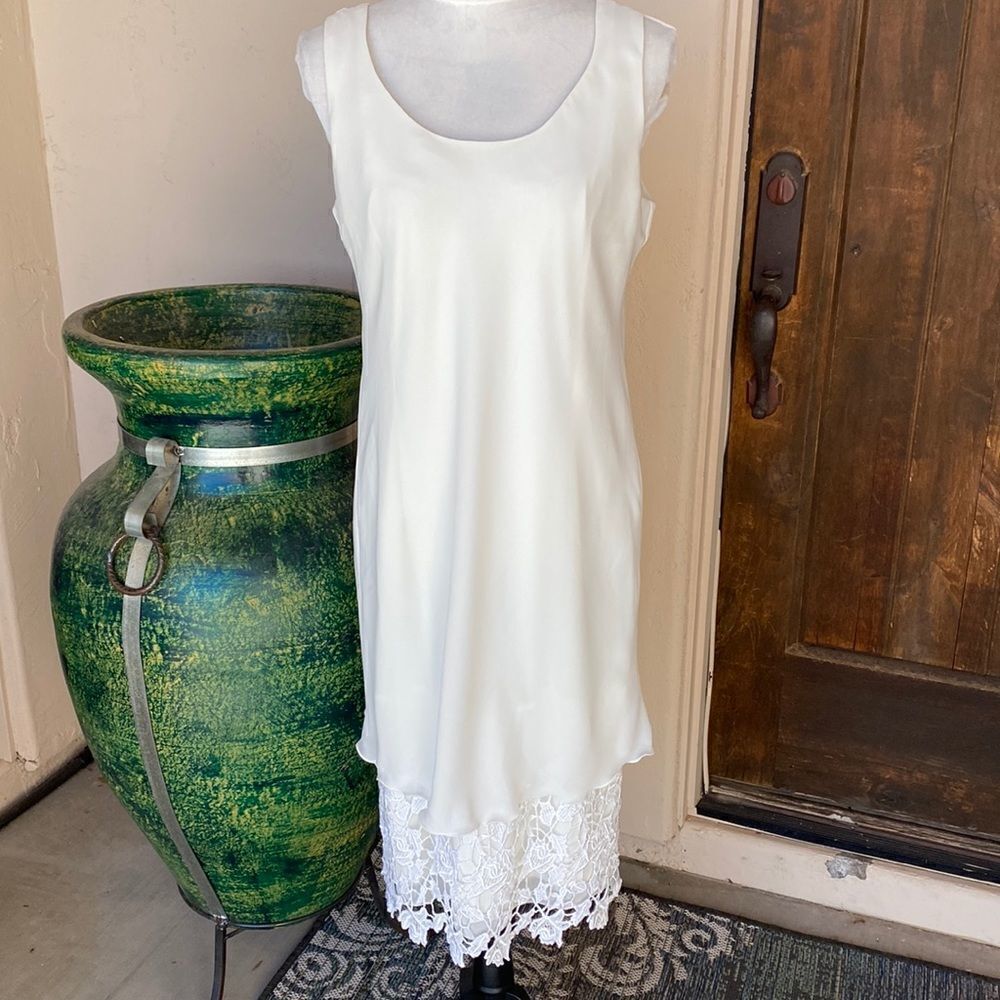 Ivory color 2piece slip dress with lace bottom size 12 by Jeffery & Dara